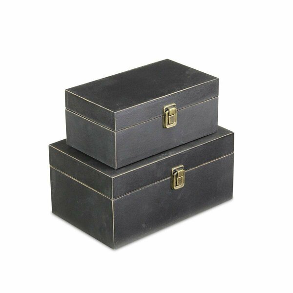 H2H Simple Wooden Black Treasure Box - Set of 2 Black H22842324